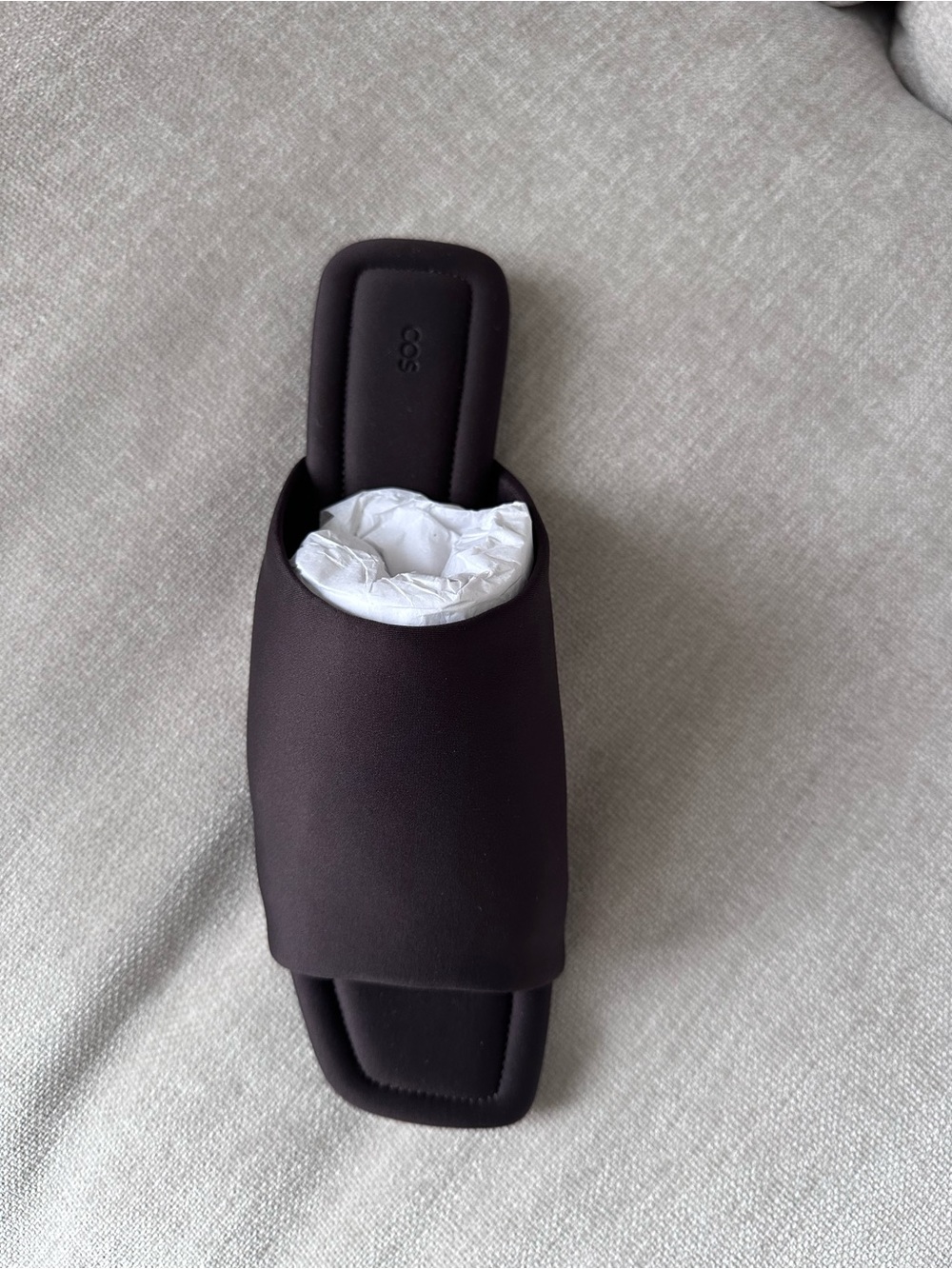 COS Padded Square-Toe Slide in Dark Brown